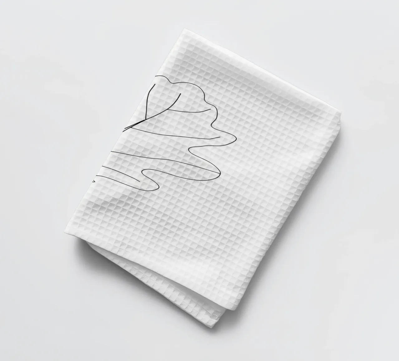 Dessin au trait minimaliste d'une feuille de chêne | Modern Abstract Art torchon de Viv Line Art