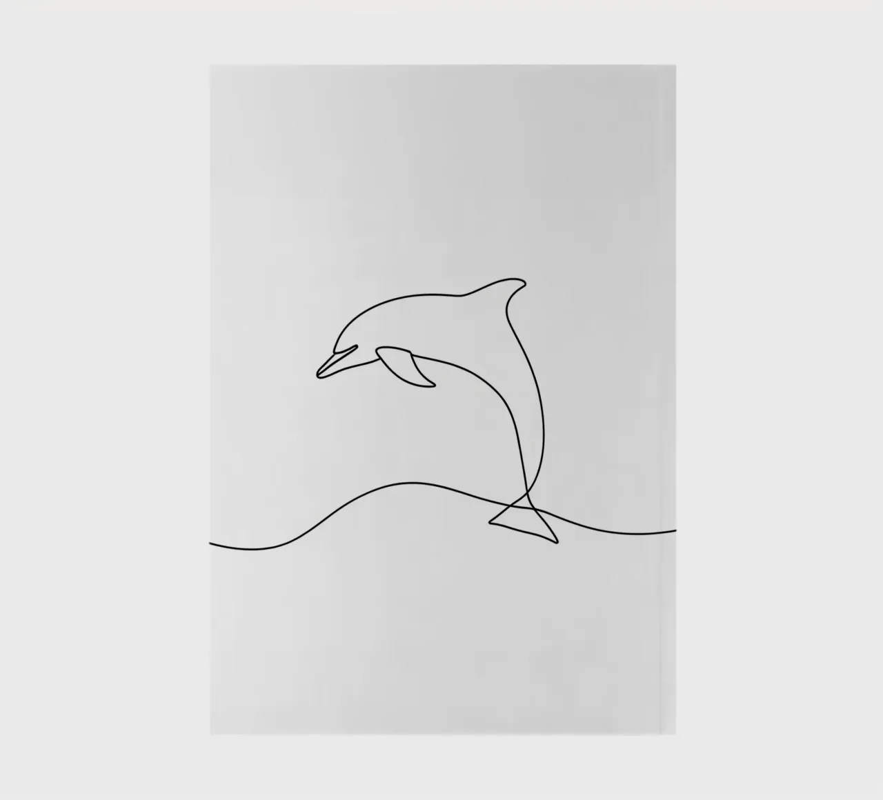 Minimalist Line Drawing of a Dolphin Jumping | Modern Abstra notebook by Viv Line Art