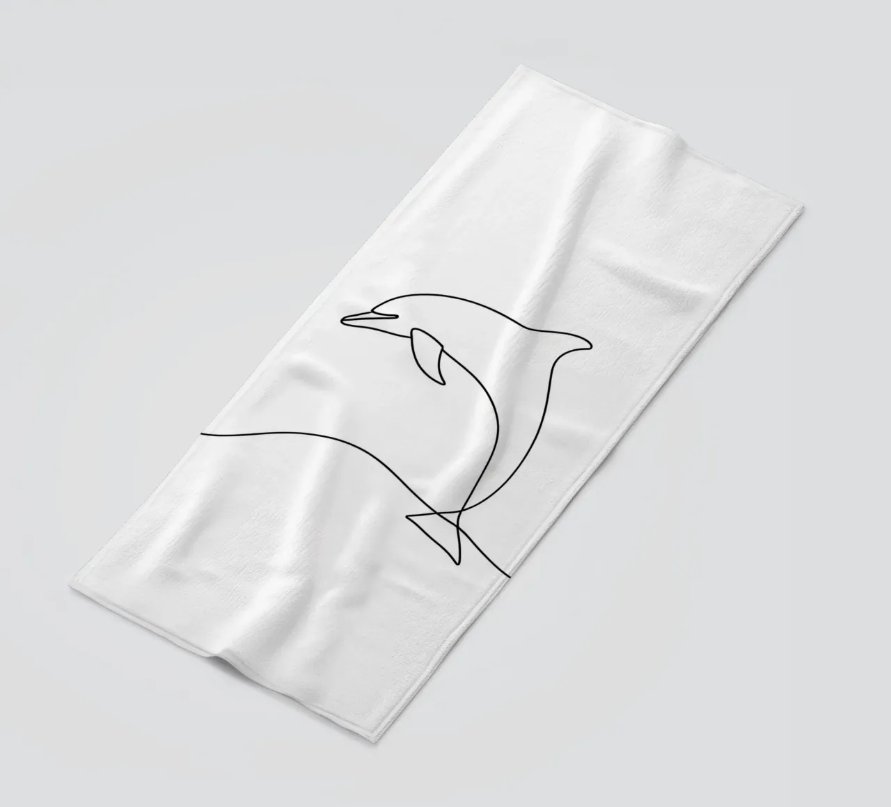 Minimalist Line Drawing of a Dolphin Jumping | Modern Abstra beach towel by Viv Line Art