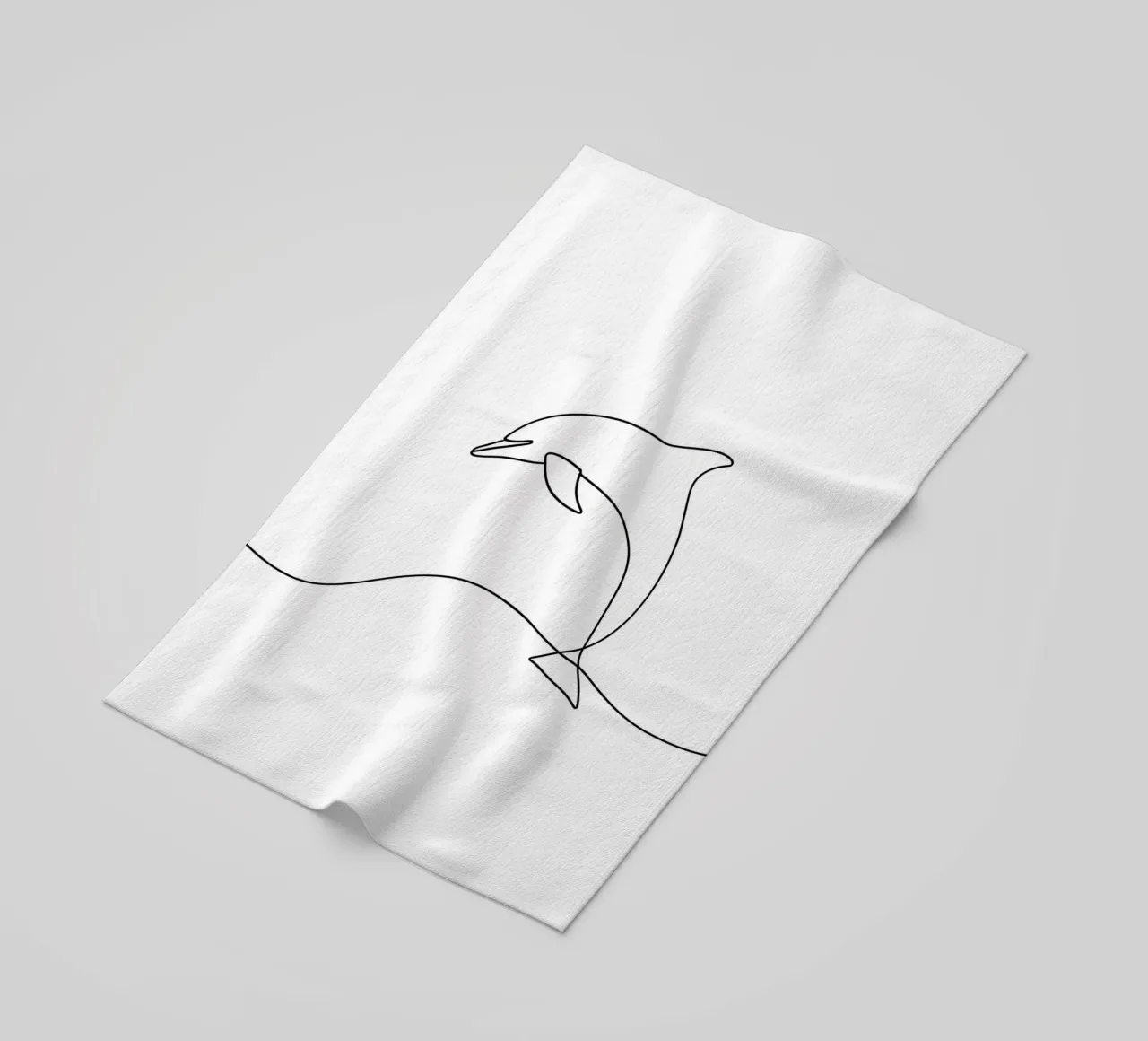 Minimalist Line Drawing of a Dolphin Jumping | Modern Abstra beach towel by Viv Line Art