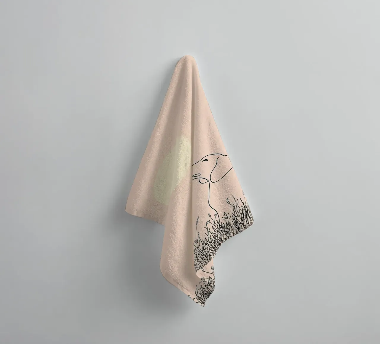 Minimalist Line Drawing of a Dog Watching the Sun | Modern A towel by Viv Line Art