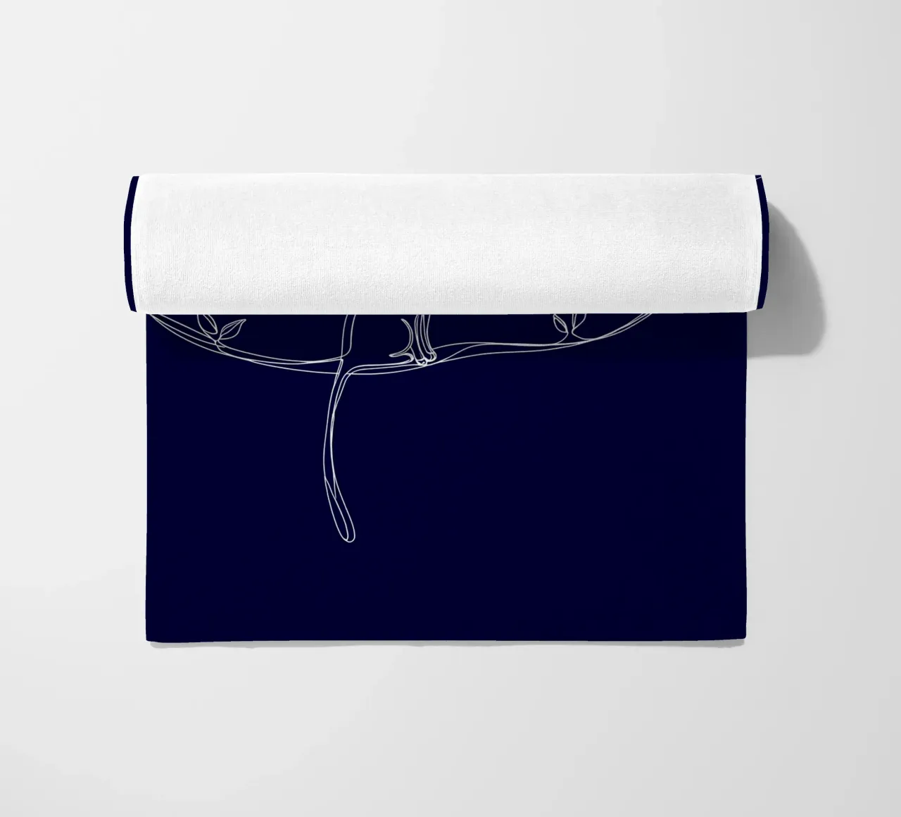 Minimalist Line Drawing of a Cat on a Wire Looking at the Mo beach towel by Viv Line Art