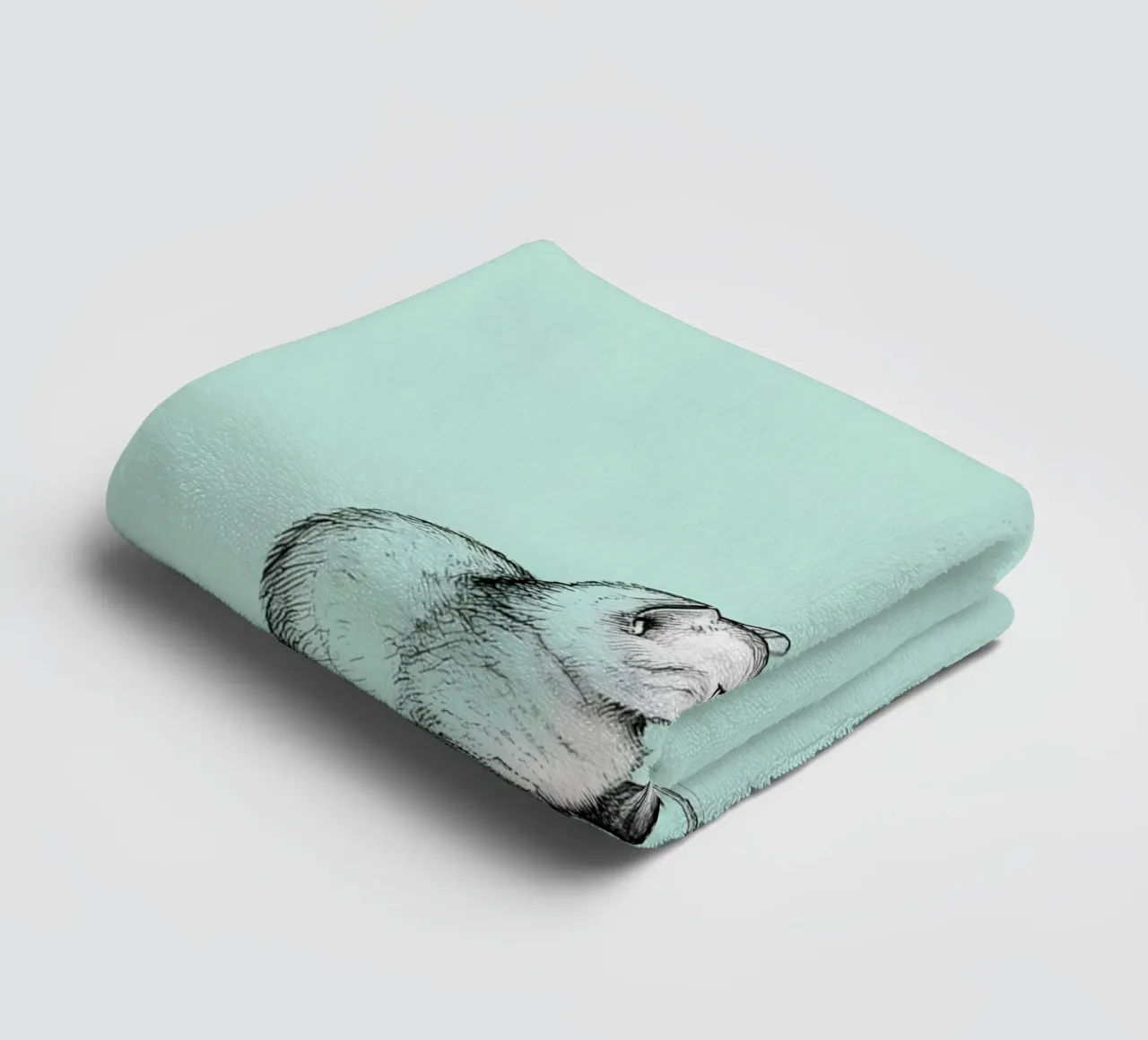 Minimalist Line Drawing of a Cat with Butterfly | Modern Abs towel by Viv Line Art