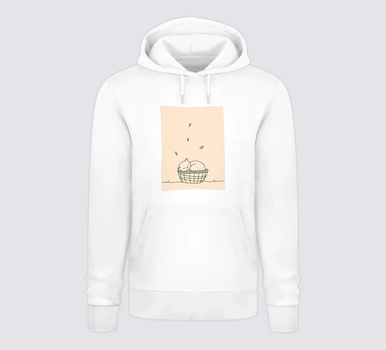 Disegno lineare minimalista di un gatto in un cesto | Modern Abstra felpa con cappuccio da Viv Line Art