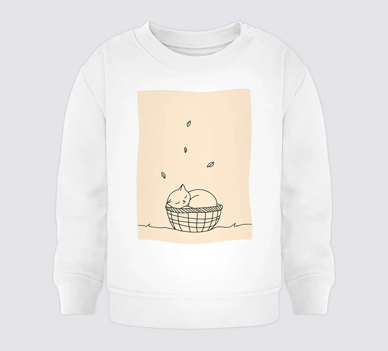 Disegno lineare minimalista di un gatto in un cesto | Modern Abstra felpa neonato da Viv Line Art