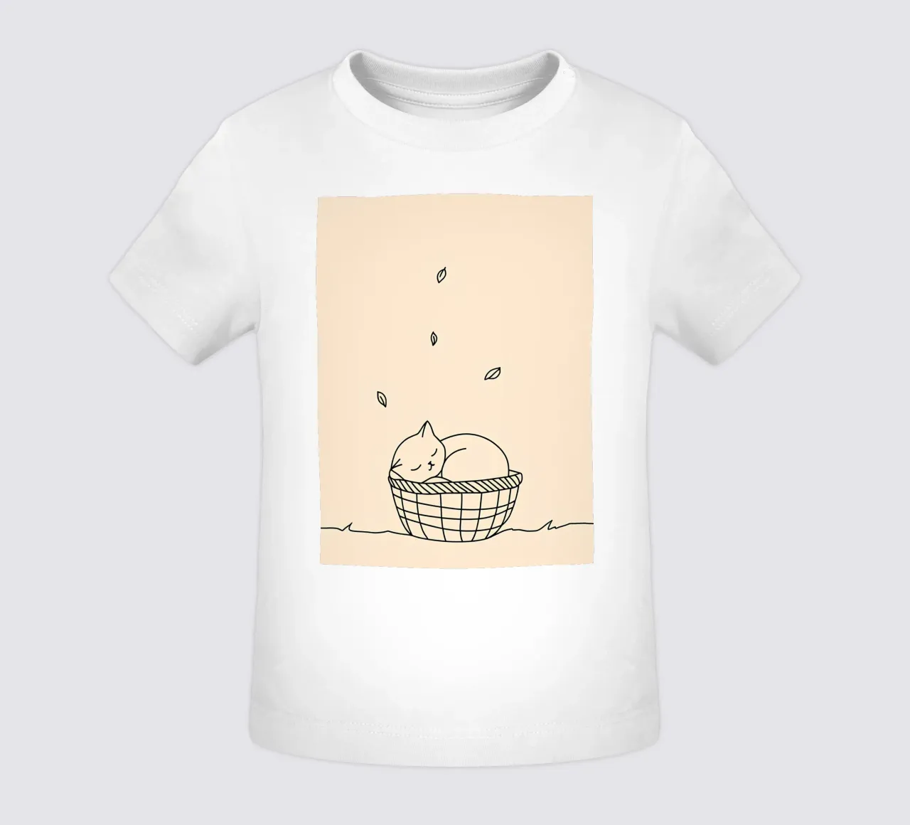 Disegno lineare minimalista di un gatto in un cesto | Modern Abstra maglietta neonato da Viv Line Art