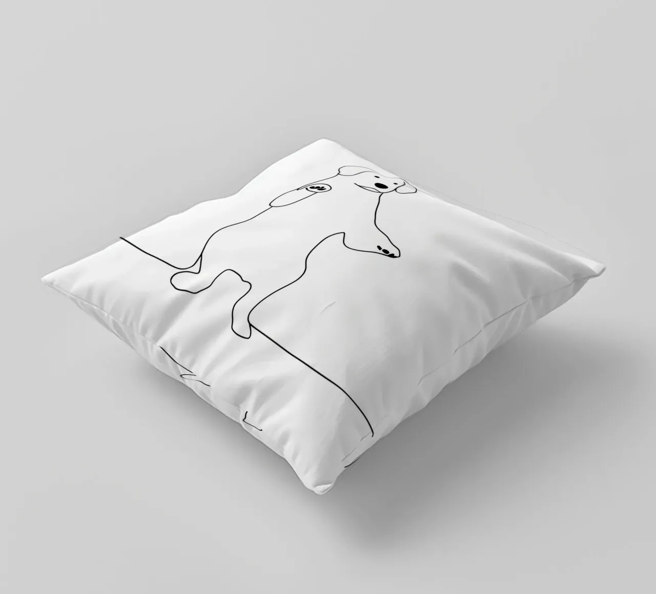Minimalist Line Drawing of a Dancing Dog | Modern Abstract A decorative cushion by Viv Line Art