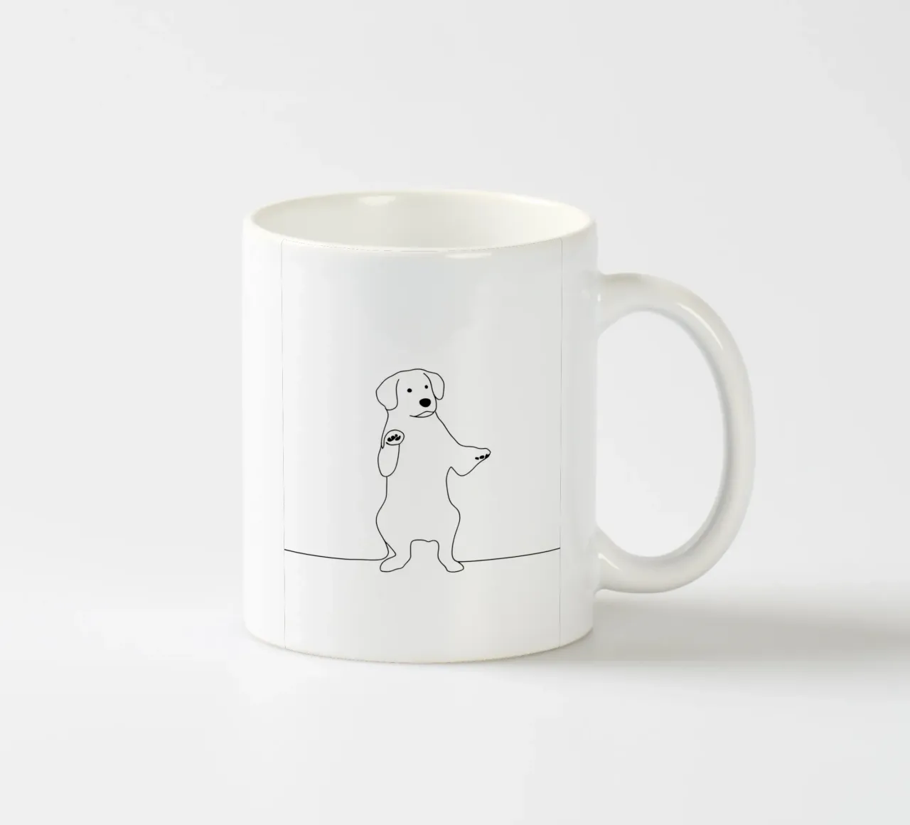 Dessin au trait minimaliste d'un chien dansant | Moderne Abstrait A mug en céramique de Viv Line Art