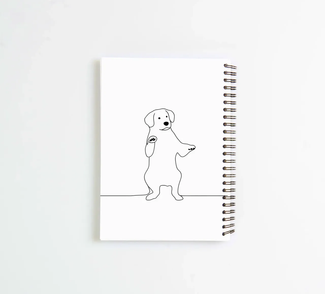 Dessin au trait minimaliste d'un chien dansant | Moderne Abstrait A carnet à spirale de Viv Line Art