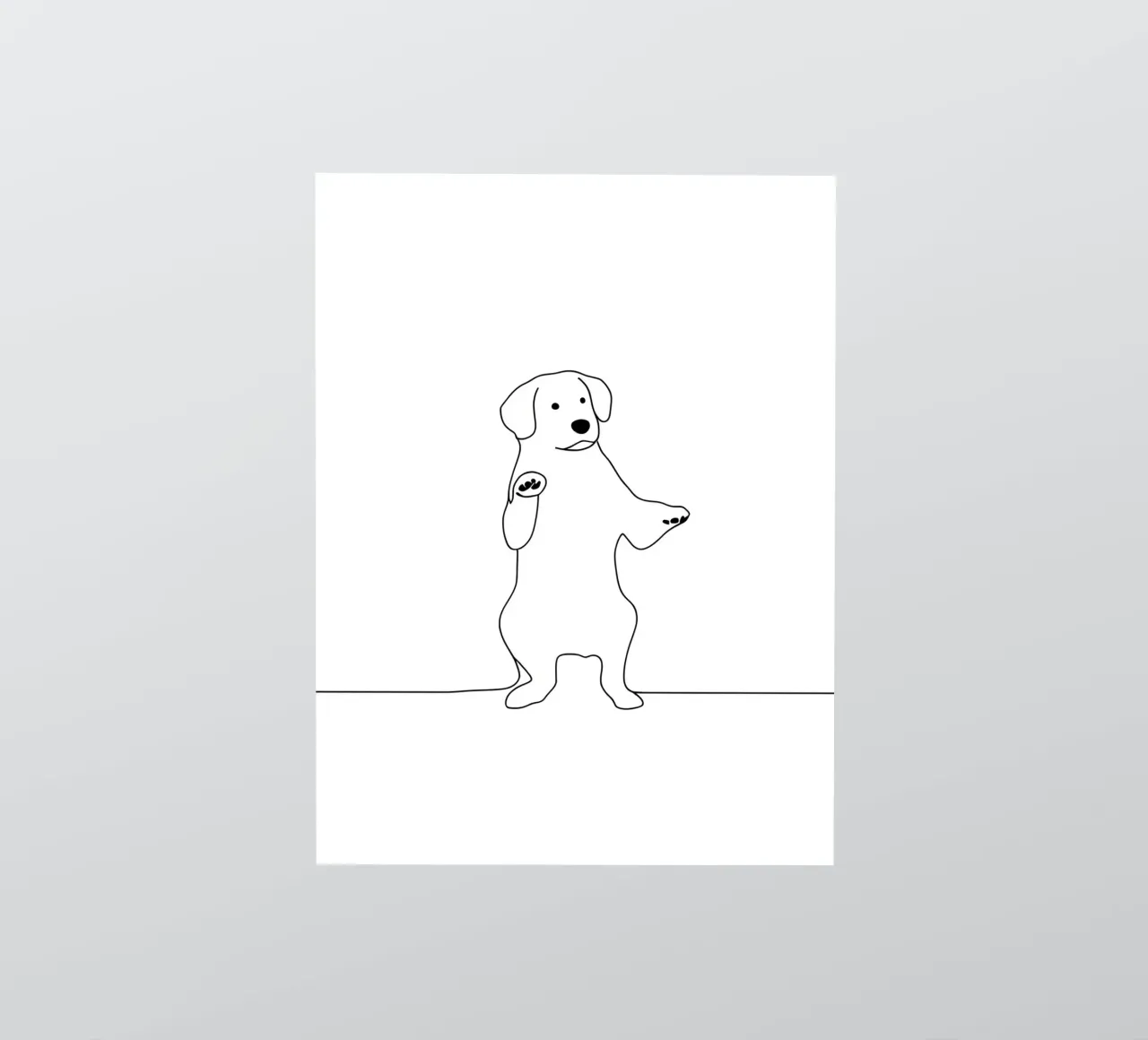 Dessin au trait minimaliste d'un chien dansant | Moderne Abstrait A autocollant de Viv Line Art