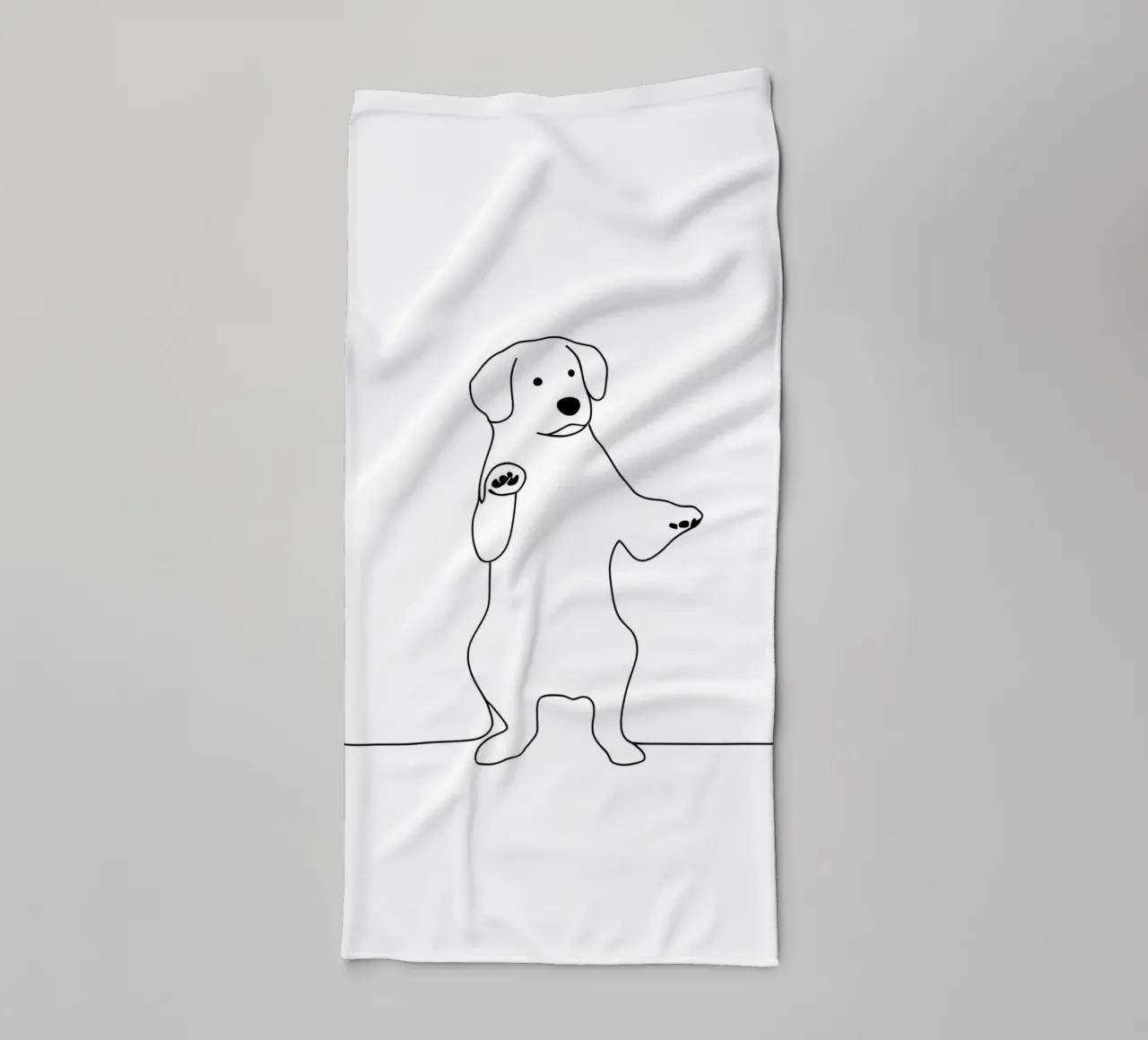 Dessin au trait minimaliste d'un chien dansant | Moderne Abstrait A serviette de bain de Viv Line Art