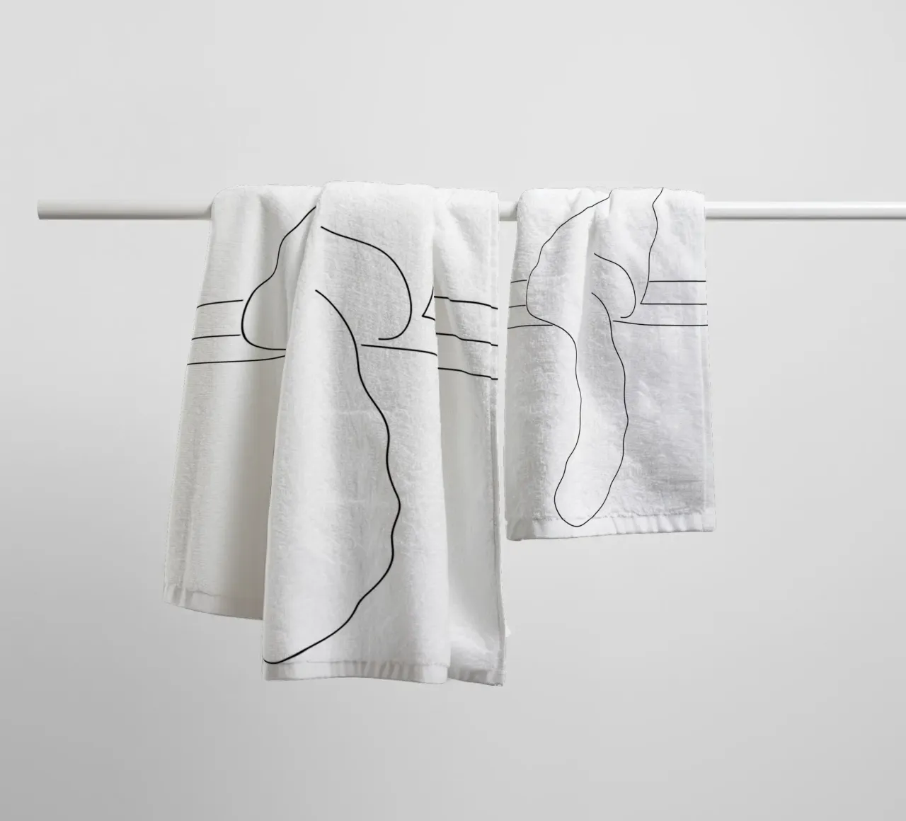 Minimalist Line Drawing of a Cat Sitting on a Window Sill towel by Viv Line Art