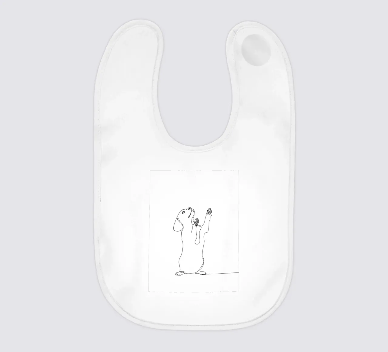 Minimalistische Strichzeichnung eines tanzenden Dackels | Modern Abst Babylätzchen von Viv Line Art