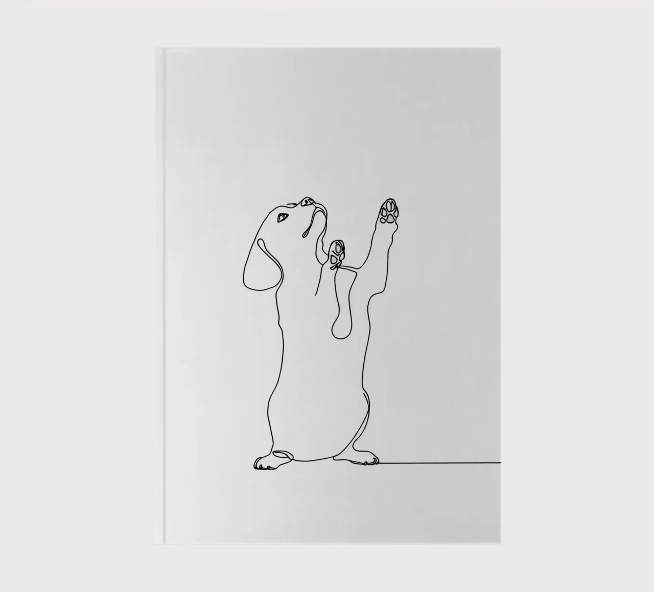 Minimalist Line Drawing of a Dancing Dachshund | Modern Abst notebook by Viv Line Art