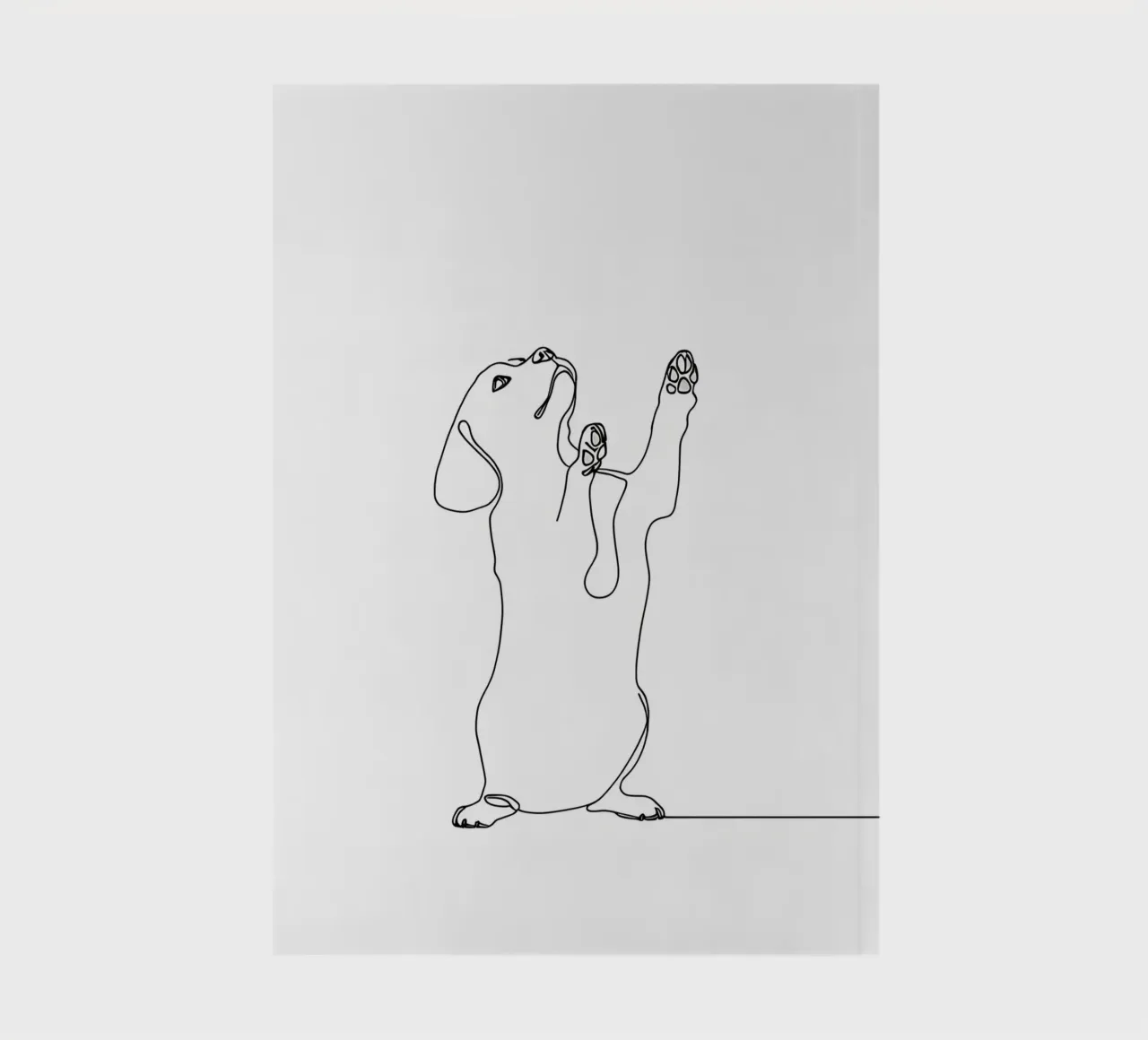 Minimalist Line Drawing of a Dancing Dachshund | Modern Abst notebook by Viv Line Art