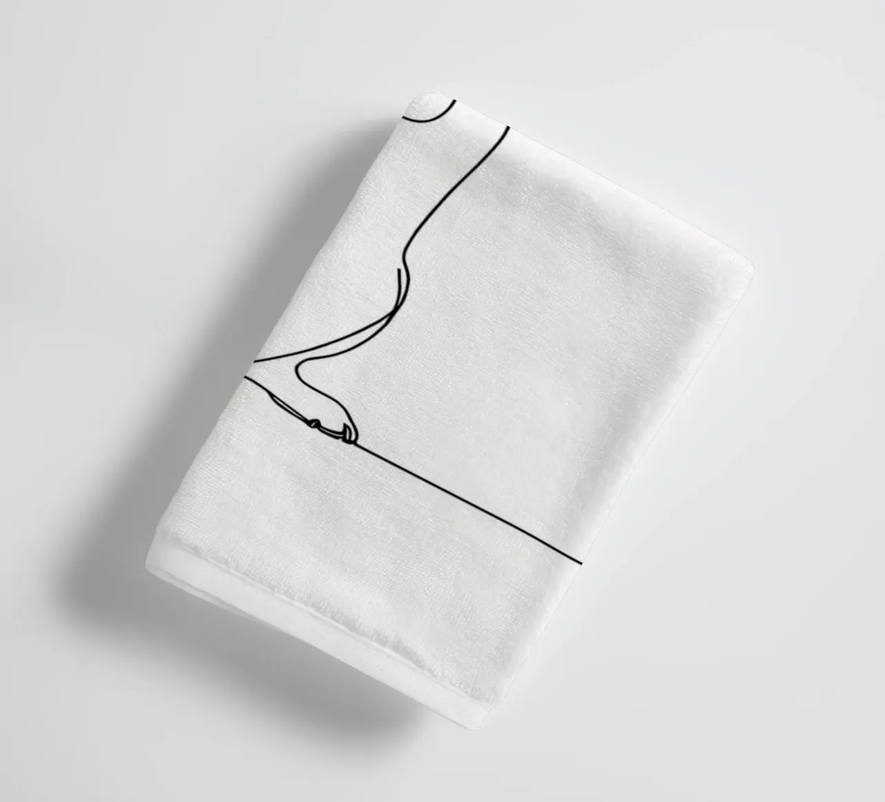 Dessin minimaliste d'un teckel dansant | Modern Abst serviette de bain de Viv Line Art
