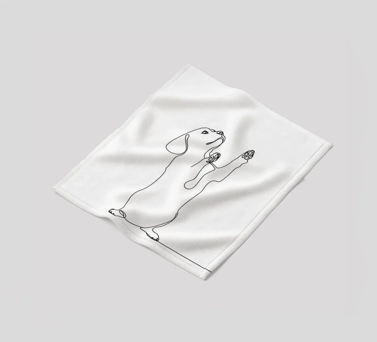 Minimalistische Strichzeichnung eines tanzenden Dackels | Modern Abst Fleecedecke von Viv Line Art