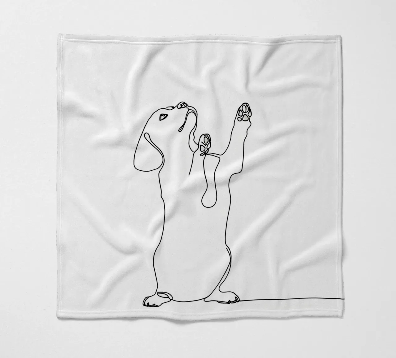 Minimalistische Strichzeichnung eines tanzenden Dackels | Modern Abst Fleecedecke von Viv Line Art