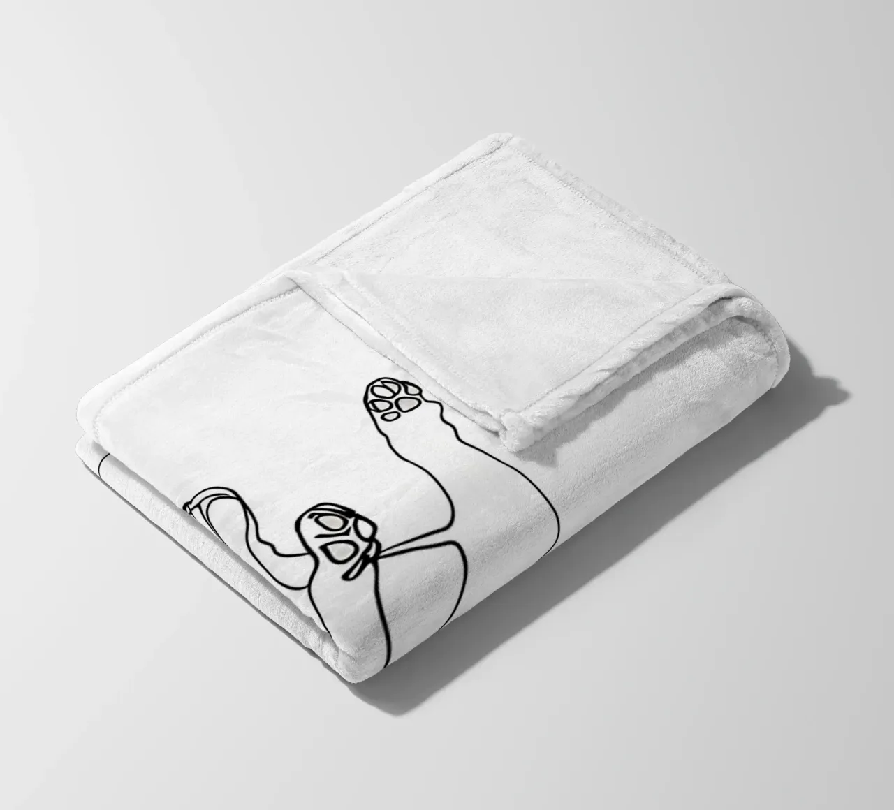 Minimalistische Strichzeichnung eines tanzenden Dackels | Modern Abst Fleecedecke von Viv Line Art