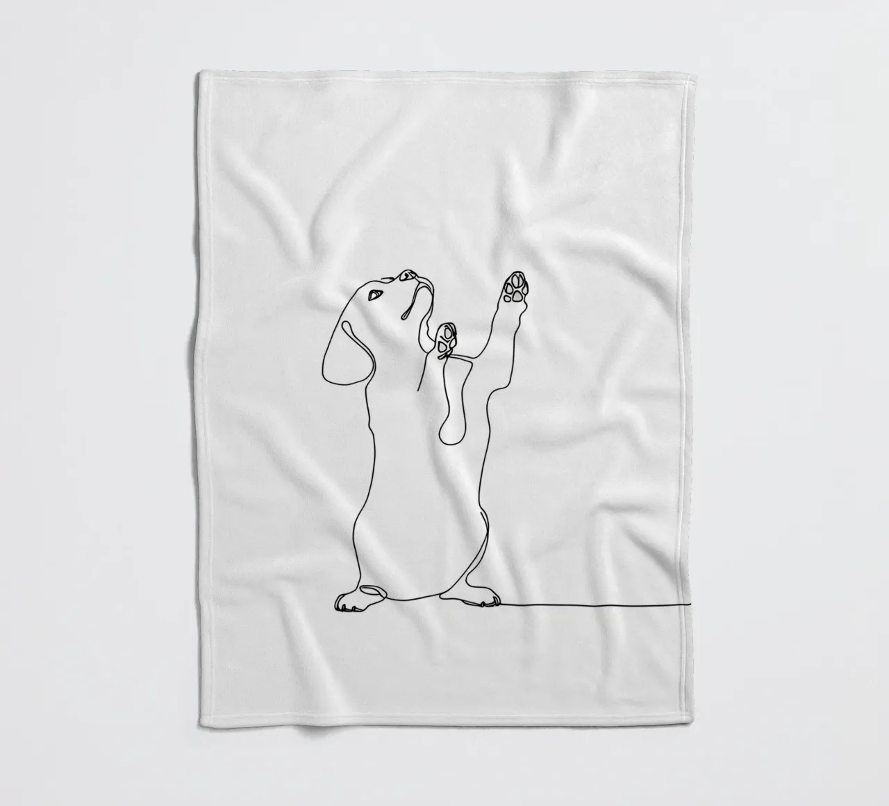 Minimalistische Strichzeichnung eines tanzenden Dackels | Modern Abst Fleecedecke von Viv Line Art