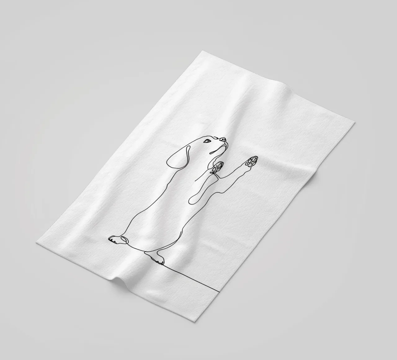Minimalistische Strichzeichnung eines tanzenden Dackels | Modern Abst Strandtuch von Viv Line Art