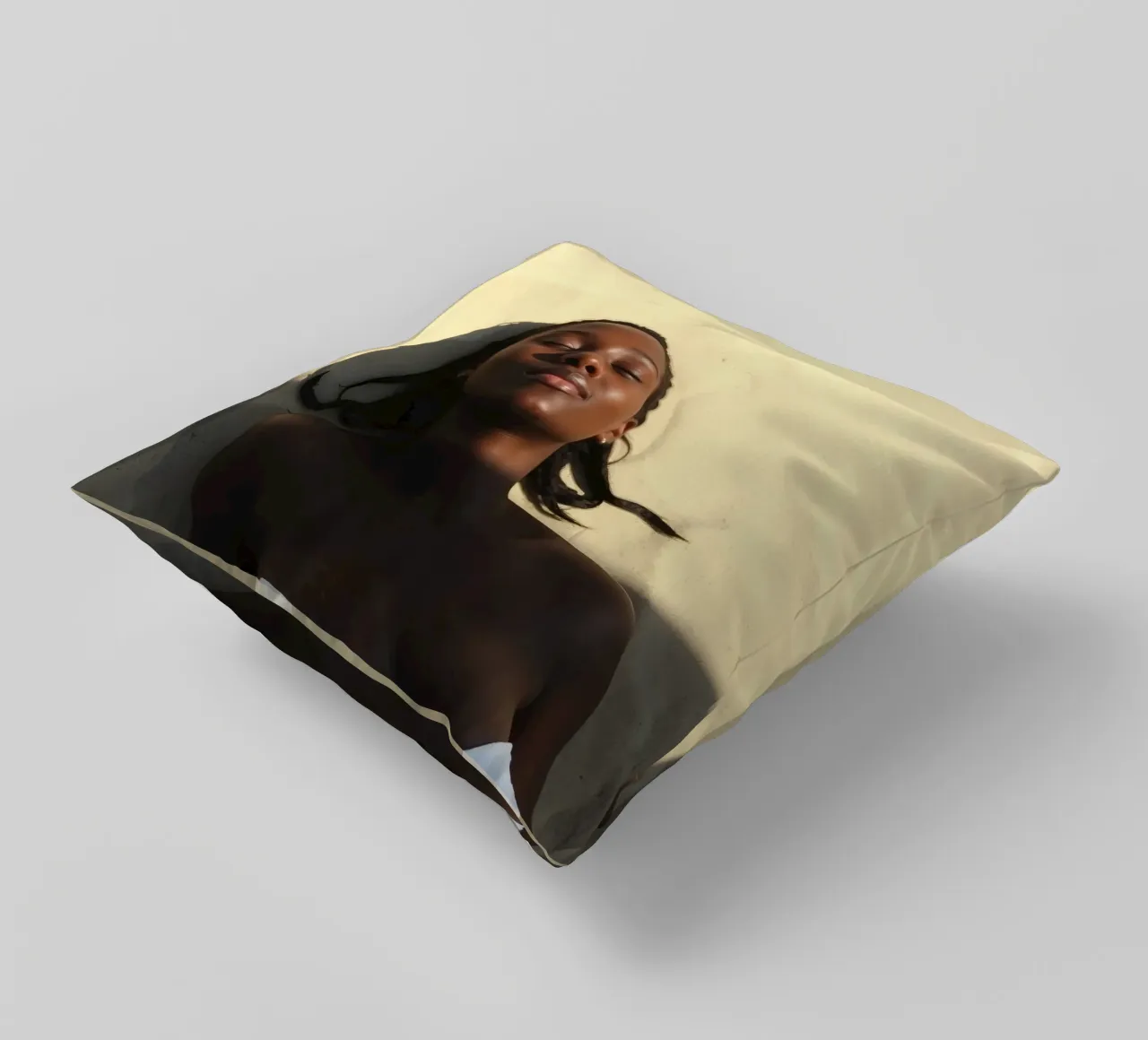 Relaxation under the sun on a beach with golden sand decorative cushion by DesignDoodle