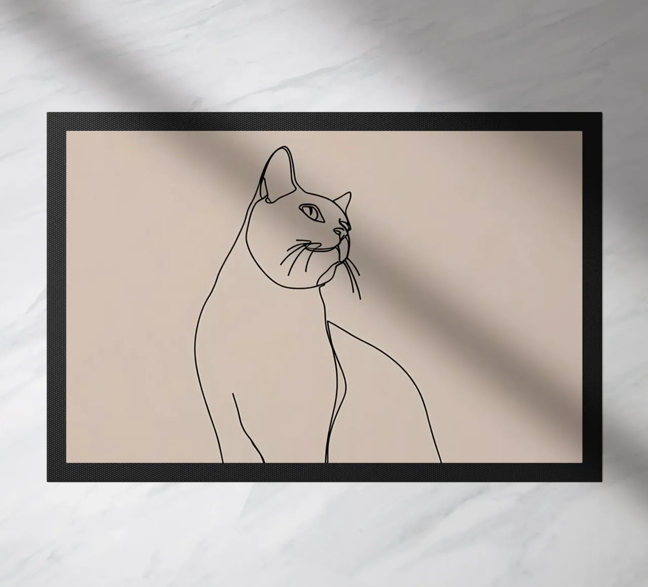 Minimalist Line Drawing of a Cat Portrait | Modern Abstract doormat by Viv Line Art