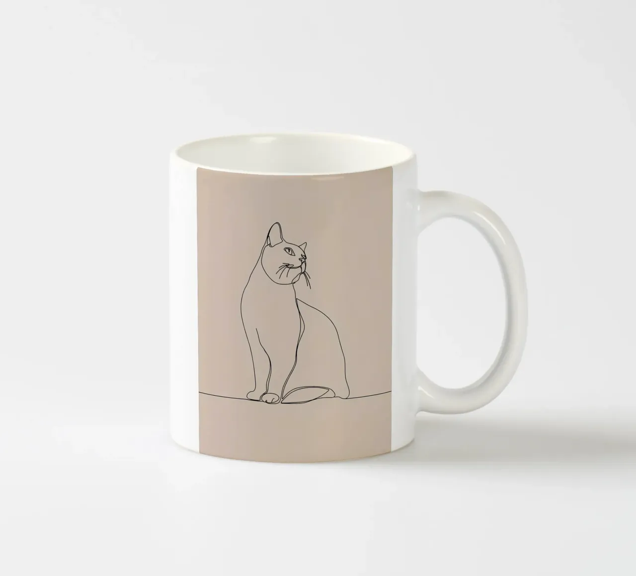Minimalist Line Drawing of a Cat Portrait | Modern Abstract ceramic mug by Viv Line Art