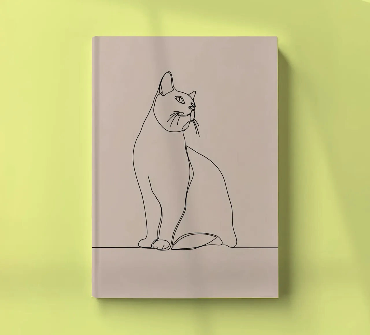 Minimalist Line Drawing of a Cat Portrait | Modern Abstract notebook by Viv Line Art