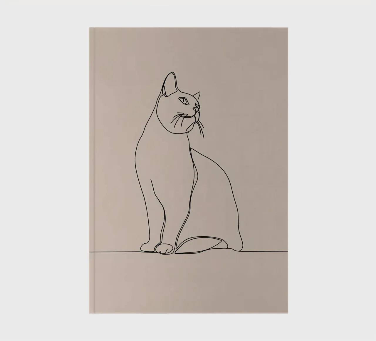 Minimalist Line Drawing of a Cat Portrait | Modern Abstract notebook by Viv Line Art