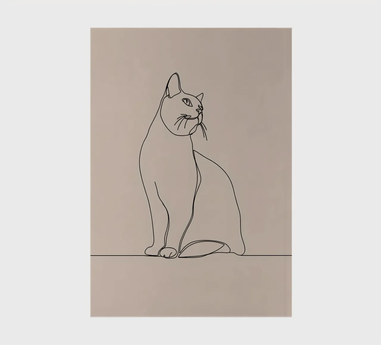 Minimalist Line Drawing of a Cat Portrait | Modern Abstract notebook by Viv Line Art