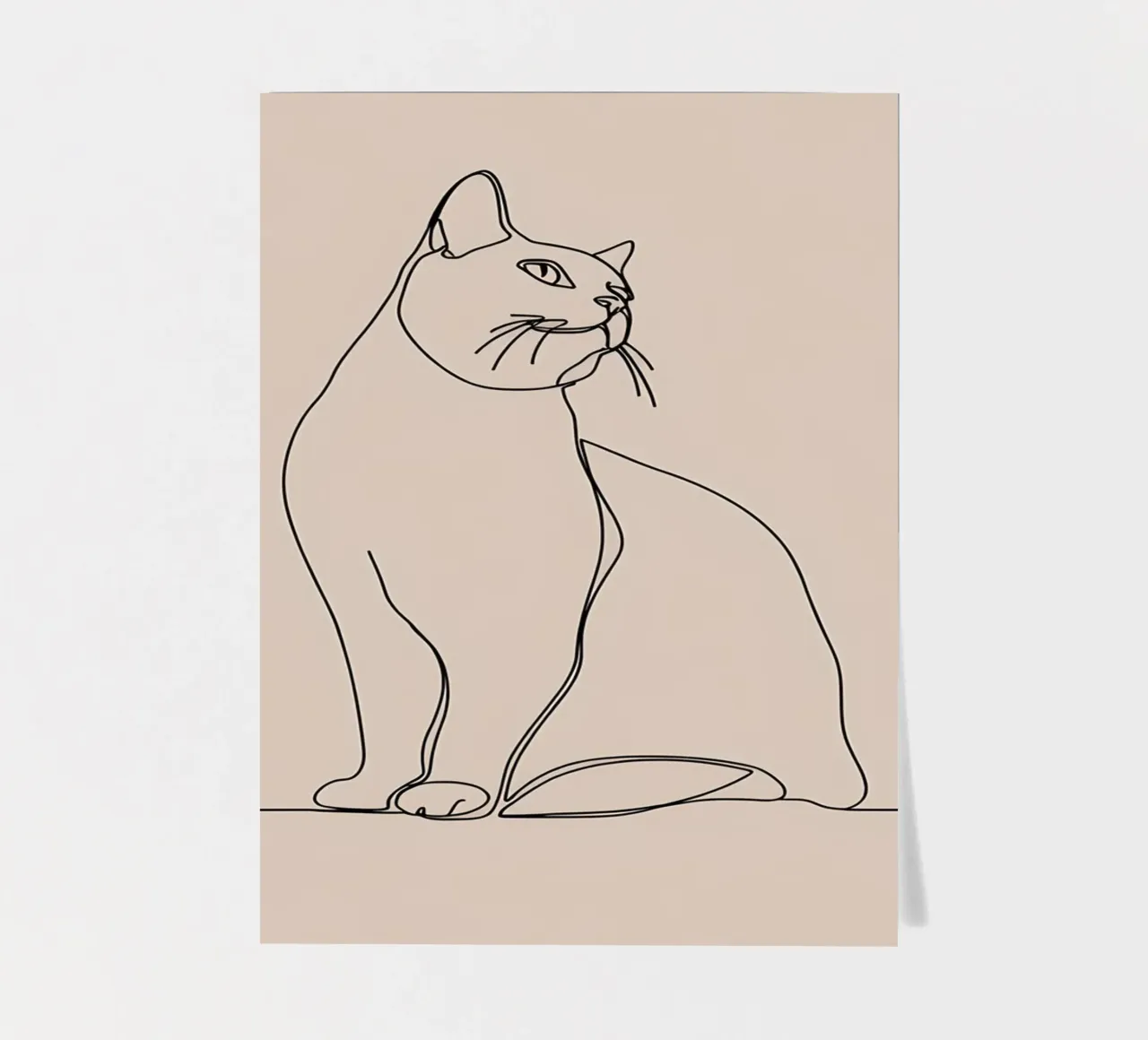 Minimalist Line Drawing of a Cat Portrait | Modern Abstract sticker sheet by Viv Line Art