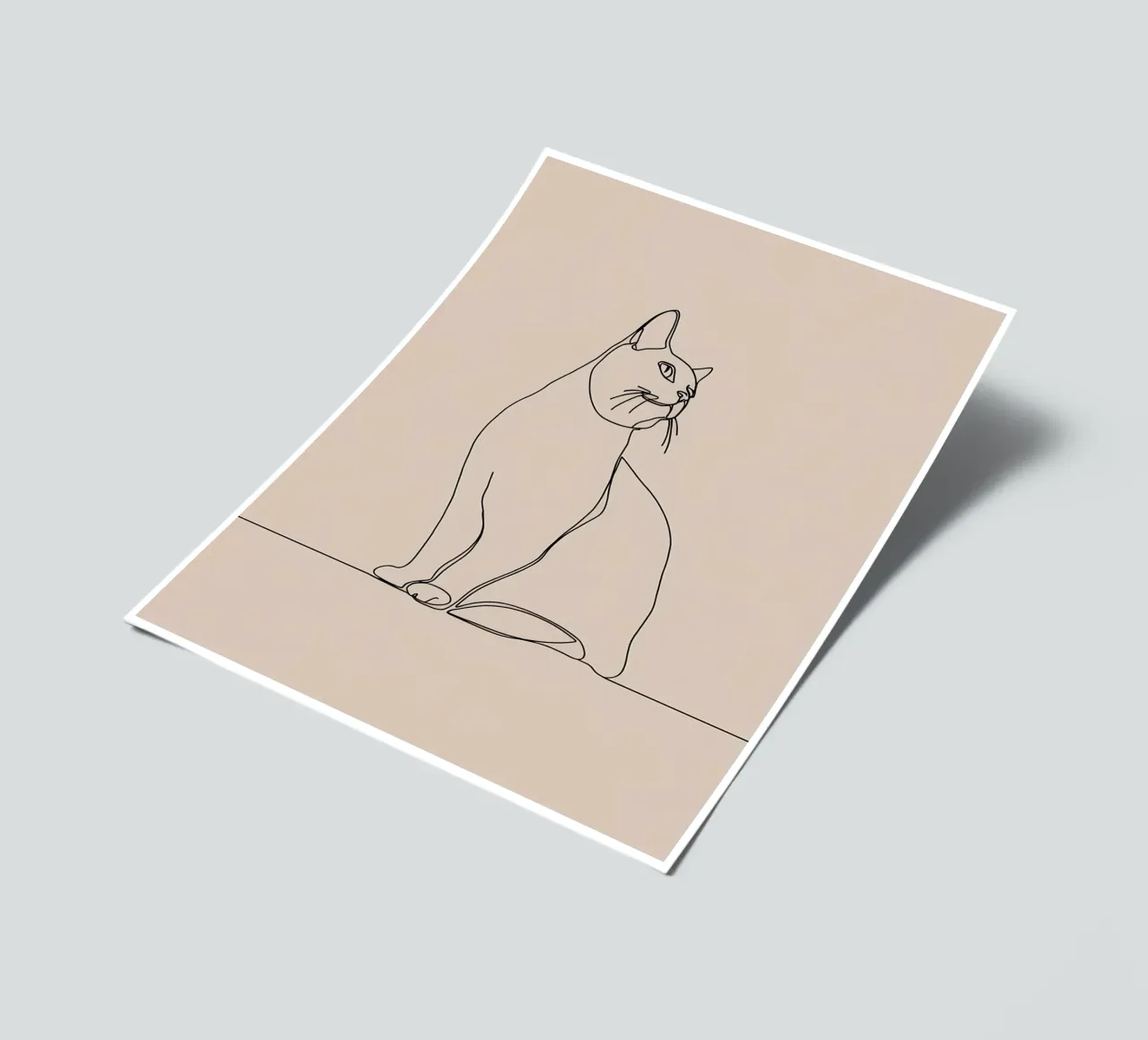 Minimalist Line Drawing of a Cat Portrait | Modern Abstract sticker sheet by Viv Line Art