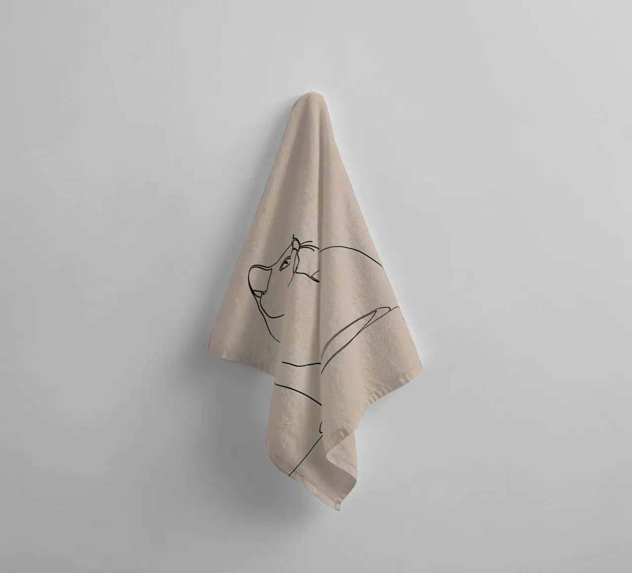 Minimalist Line Drawing of a Cat Portrait | Modern Abstract towel by Viv Line Art