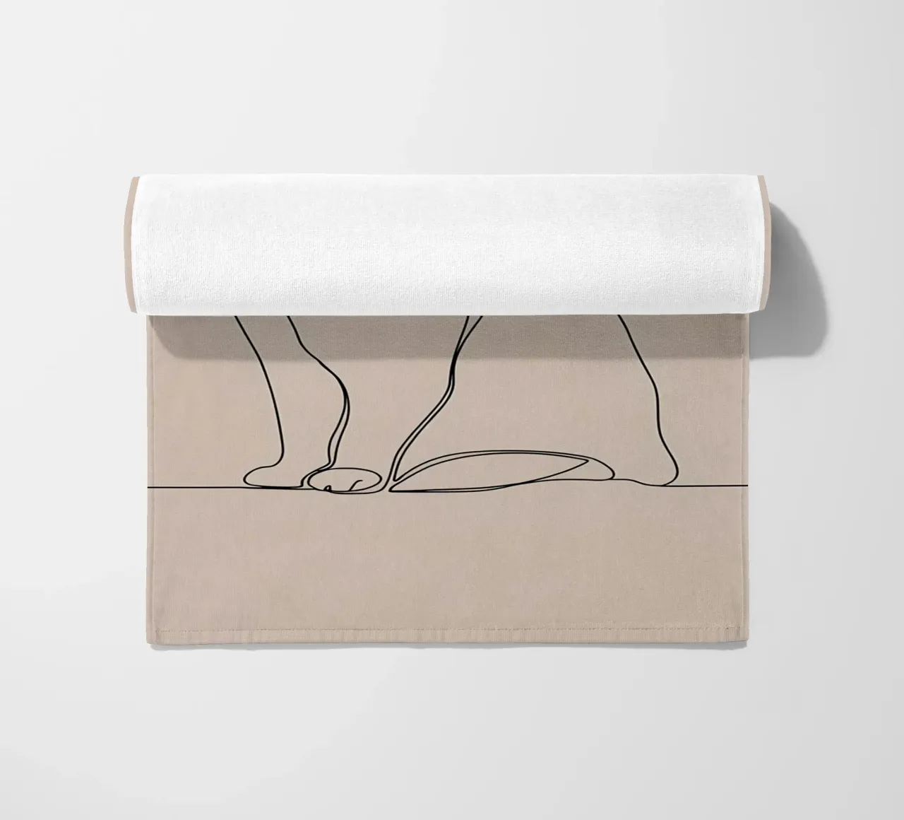Minimalist Line Drawing of a Cat Portrait | Modern Abstract beach towel by Viv Line Art