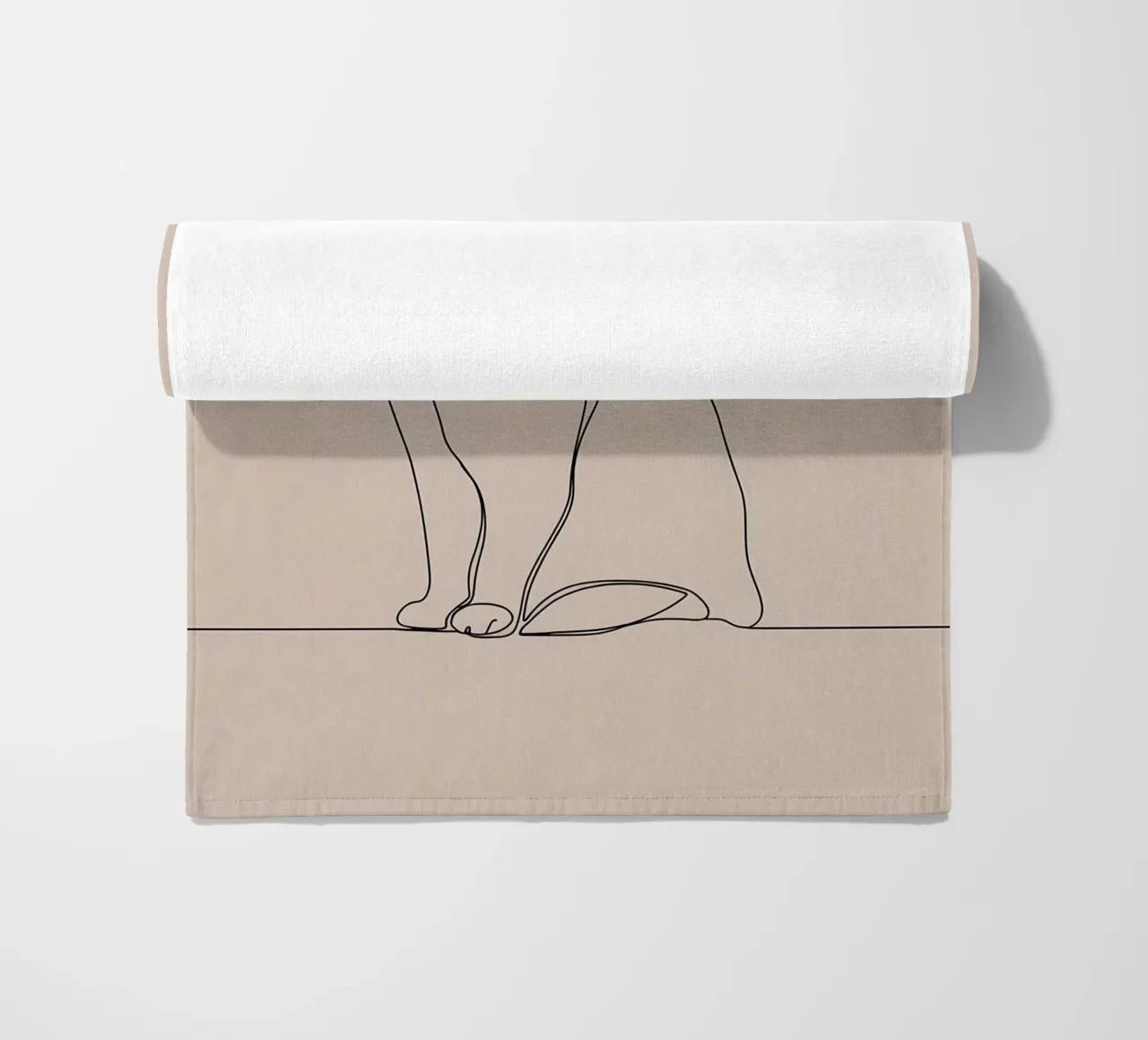 Minimalist Line Drawing of a Cat Portrait | Modern Abstract beach towel by Viv Line Art