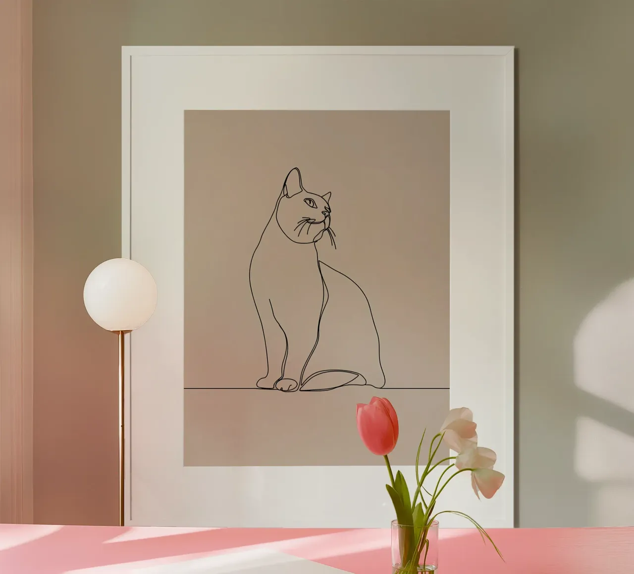 Minimalist Line Drawing of a Cat Portrait | Modern Abstract hahnemühle by Viv Line Art