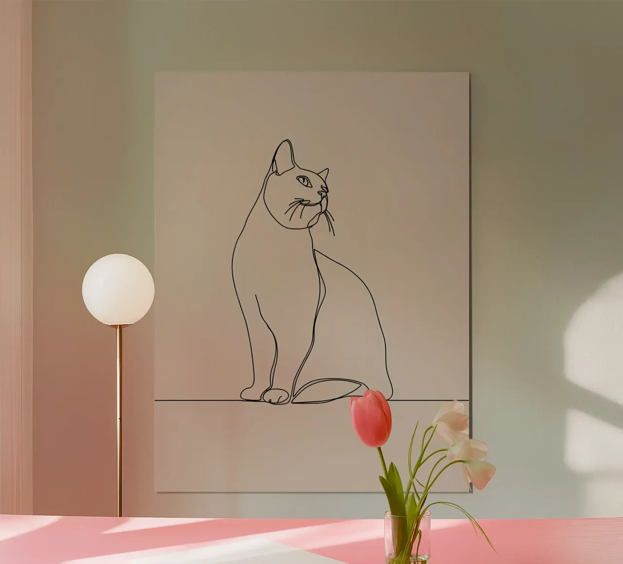 Minimalist Line Drawing of a Cat Portrait | Modern Abstract hahnemühle by Viv Line Art