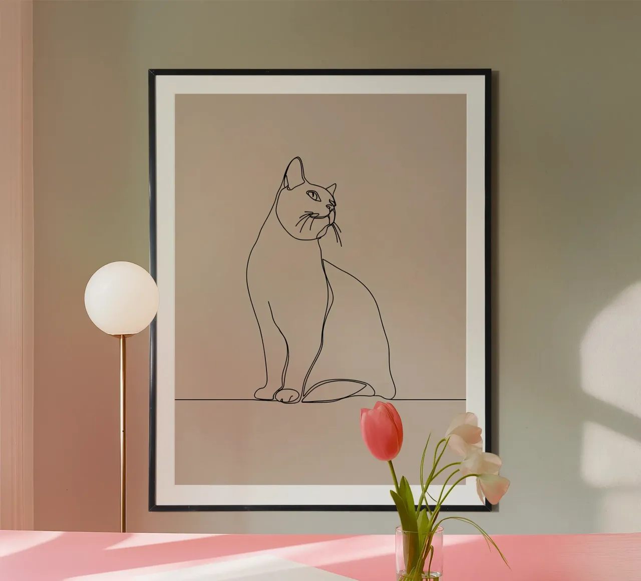 Minimalist Line Drawing of a Cat Portrait | Modern Abstract hahnemühle by Viv Line Art
