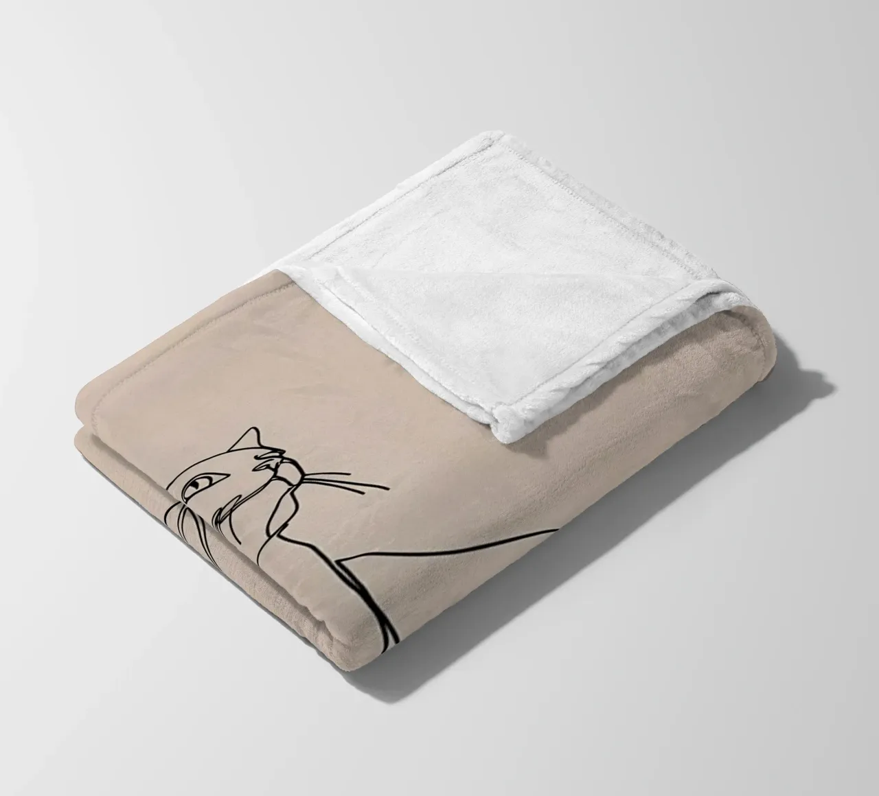 Minimalist Line Drawing of a Cat Portrait | Modern Abstract fleece blanket by Viv Line Art