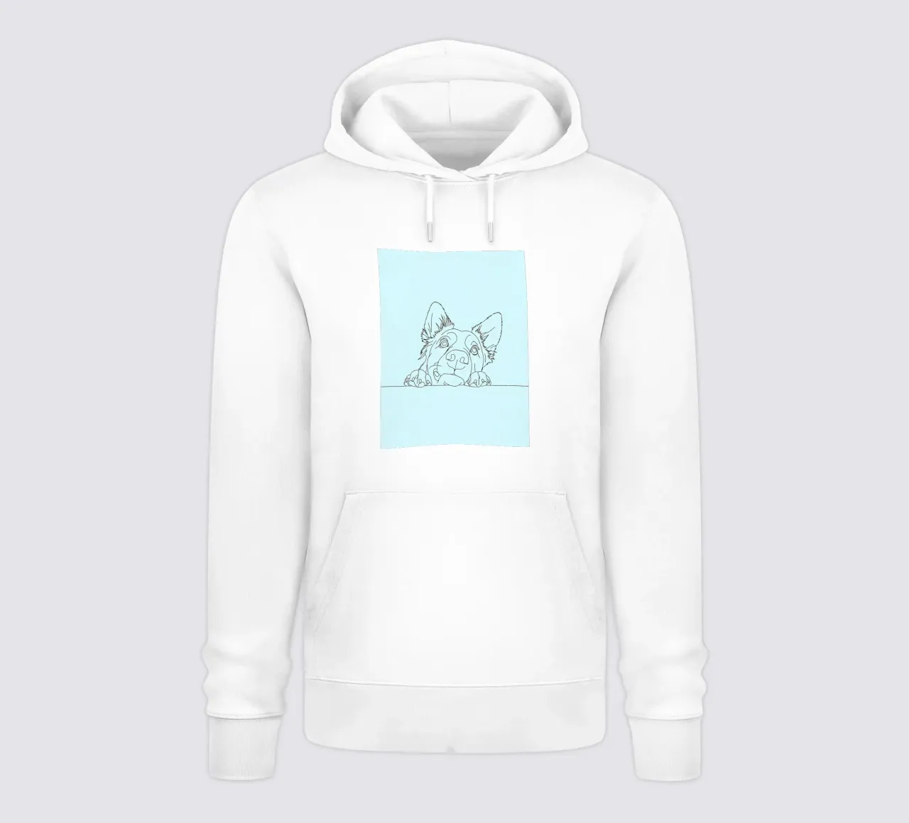Dibujo lineal minimalista de un perro escabulléndose | Abstracto moderno sudadera con capucha de Viv Line Art