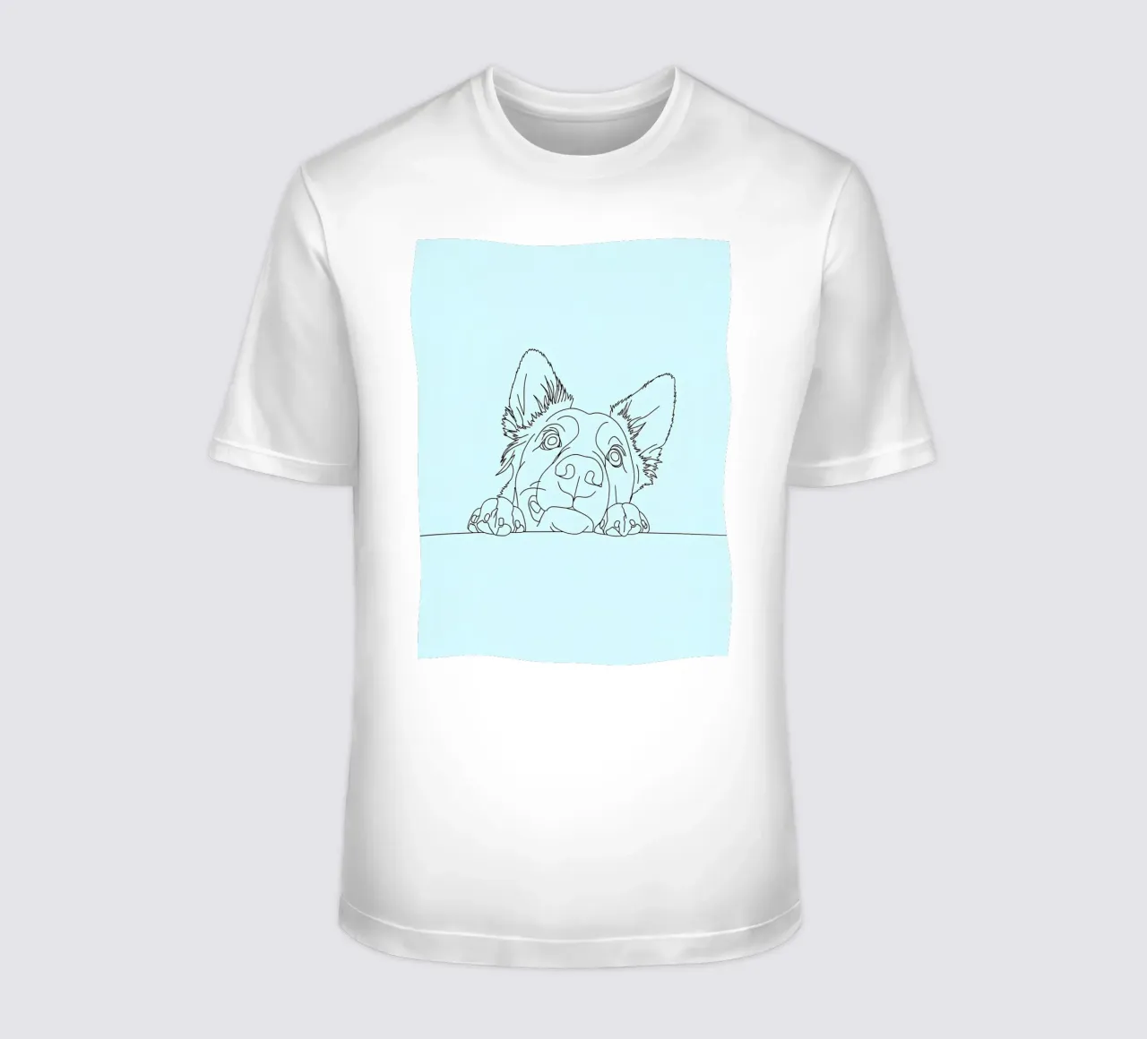 Minimalist Line Drawing of a Sneaking Dog | Modern Abstract t-shirt by Viv Line Art