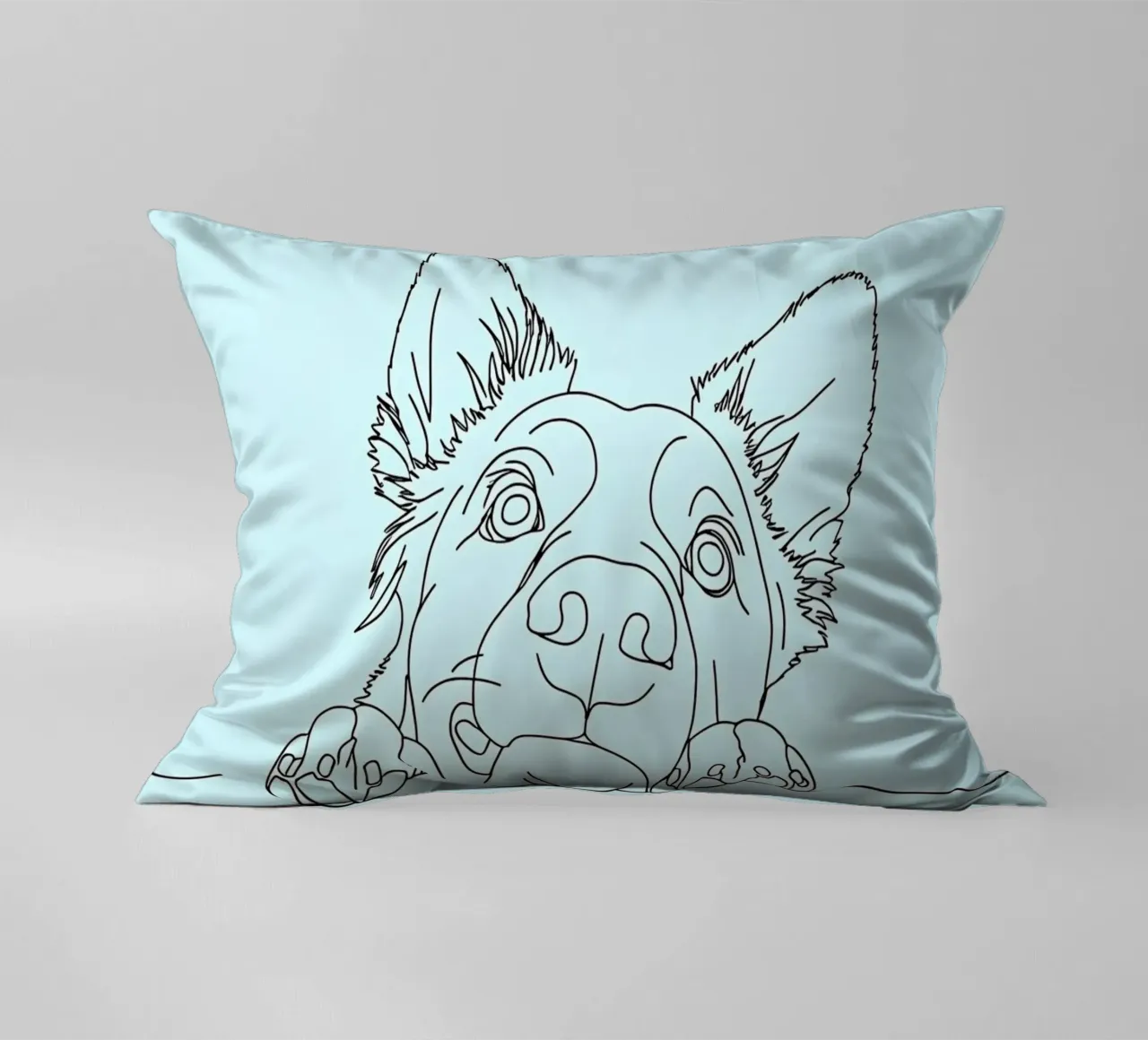 Minimalist Line Drawing of a Sneaking Dog | Modern Abstract decorative cushion by Viv Line Art