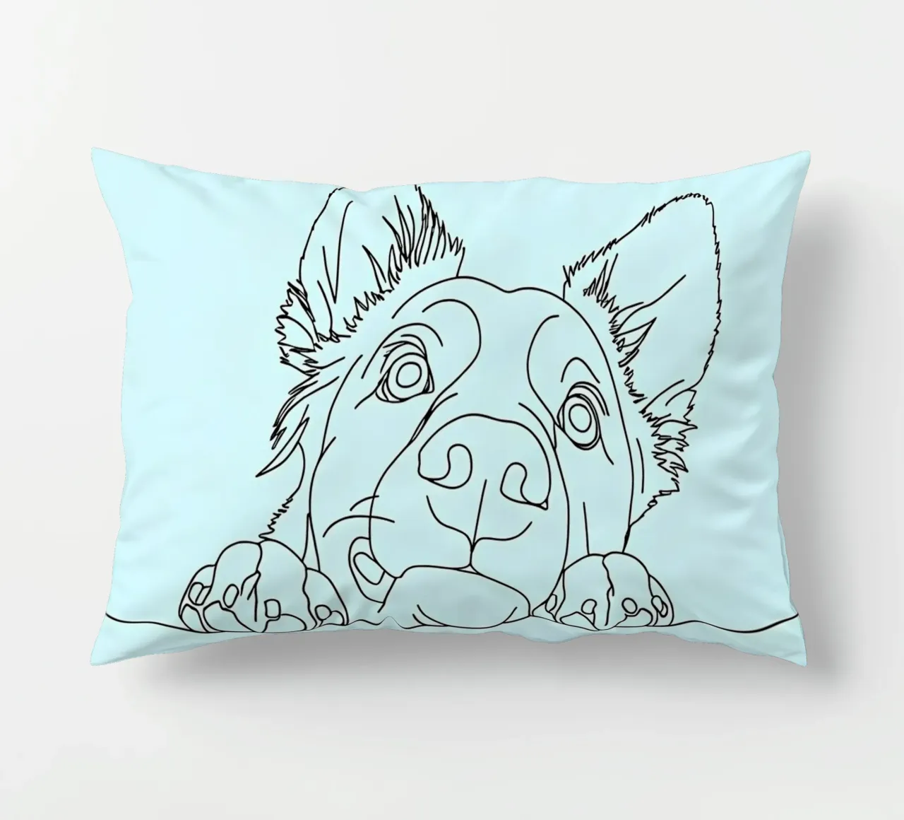 Minimalist Line Drawing of a Sneaking Dog | Modern Abstract decorative cushion by Viv Line Art