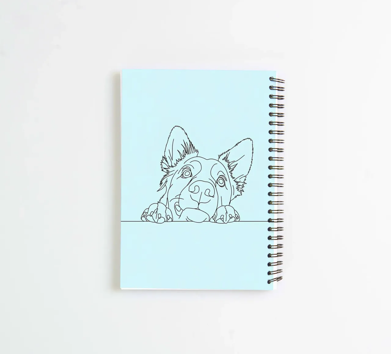 Minimalist Line Drawing of a Sneaking Dog | Modern Abstract spiral notebook by Viv Line Art