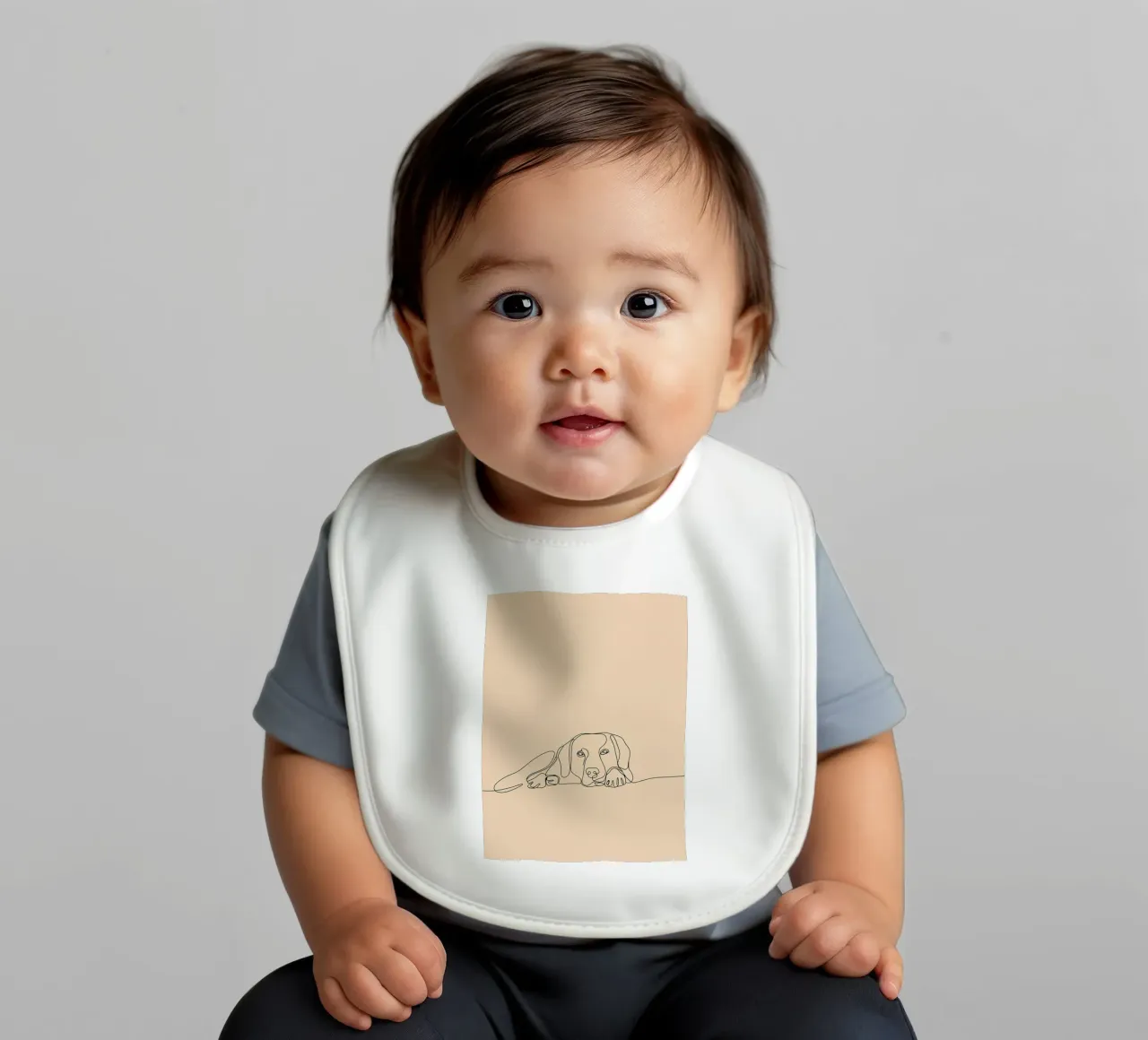 Minimalist Line Drawing of a Dog Laying Down | Modern Art baby bib by Viv Line Art