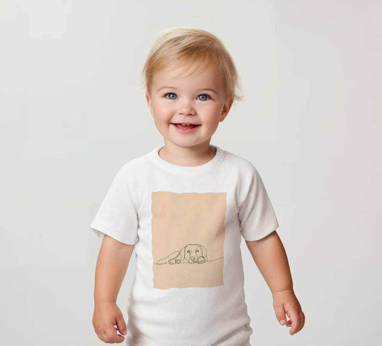 Minimalist Line Drawing of a Dog Laying Down | Modern Art baby t-shirt by Viv Line Art