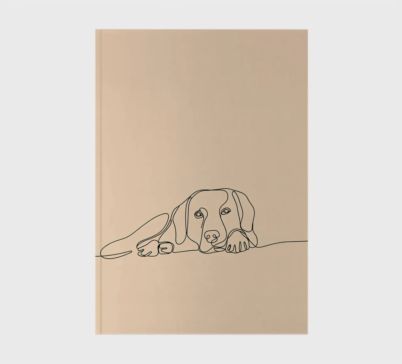 Minimalist Line Drawing of a Dog Laying Down | Modern Art notebook by Viv Line Art
