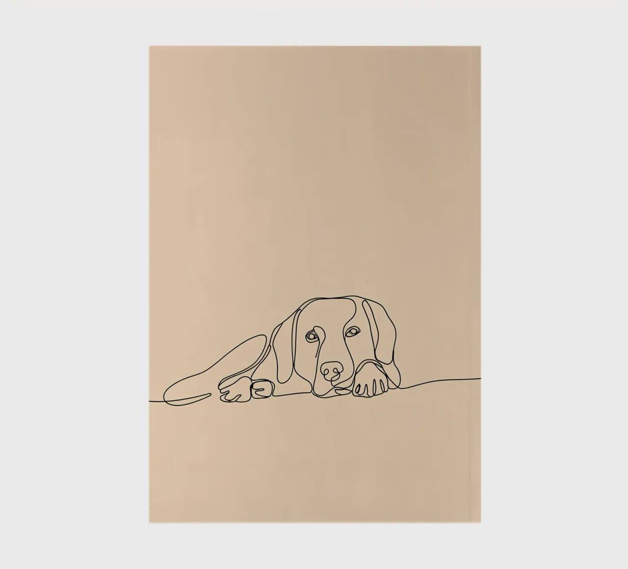 Minimalist Line Drawing of a Dog Laying Down | Modern Art notebook by Viv Line Art