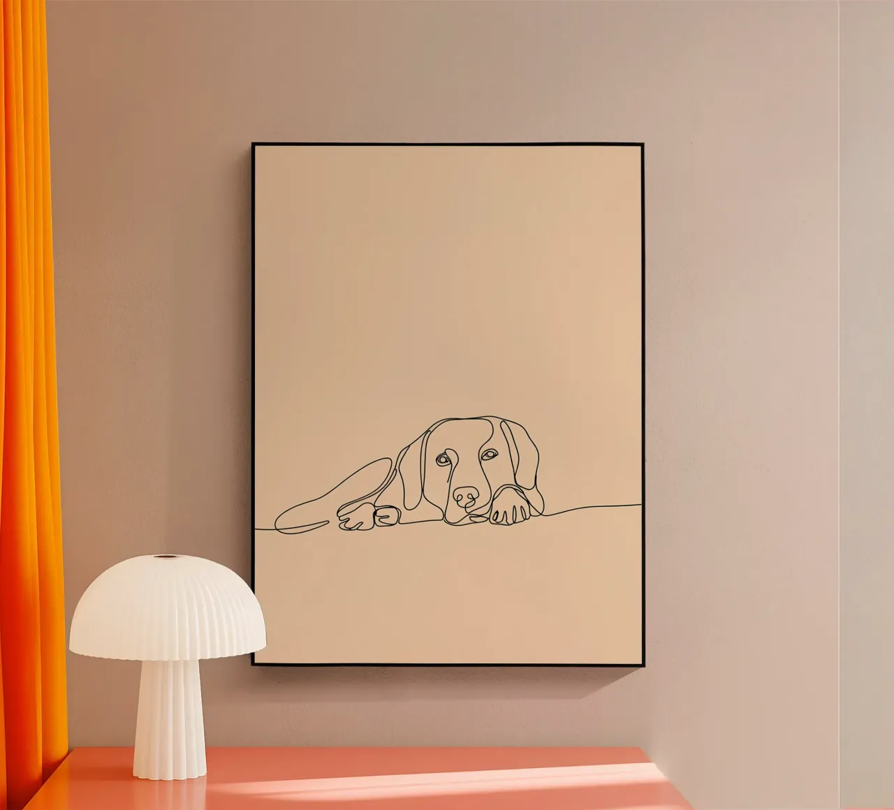 Minimalist Line Drawing of a Dog Laying Down | Modern Art acrylic glass by Viv Line Art